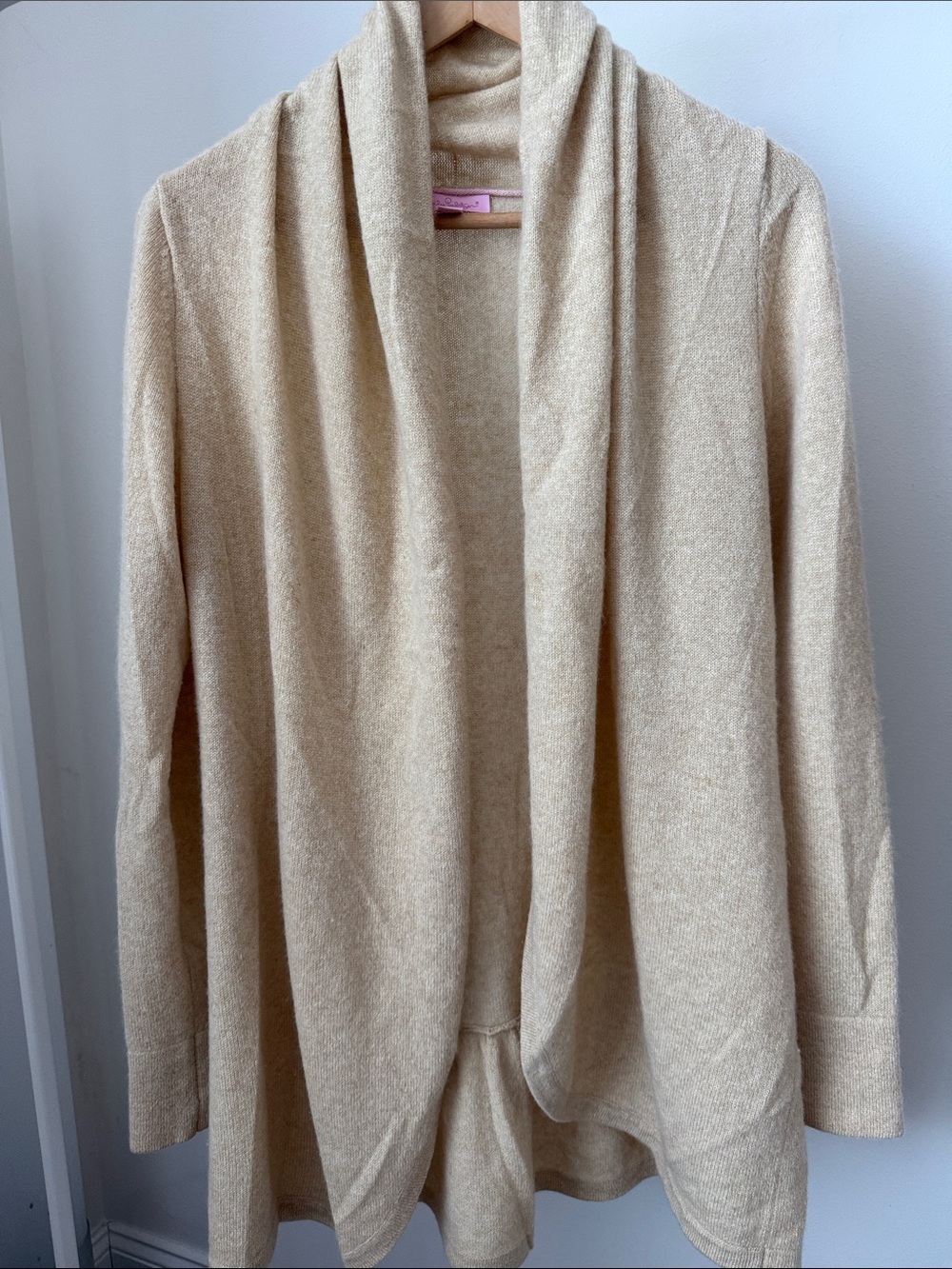 Lilly Pulitzer Cashmere Open Front Cardigan in Light Beige Size M